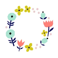 Fotobehang Beautiful vector Floral Wreath. Floral background. Decorative design with vector paper cut flowers and elements. © iliveinoctober