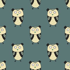 Childish seamless pattern with cute cartoon owls.Trendy scandinavian vector background. Perfect for kids apparel,fabric, textile, nursery decoration,wrapping paper