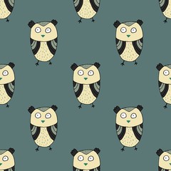 Childish seamless pattern with cute cartoon owls.Trendy scandinavian vector background. Perfect for kids apparel,fabric, textile, nursery decoration,wrapping paper