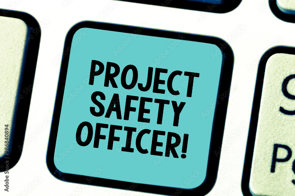 Poster text sign showing project safety officer. conceptual photo responsible for monitoring and assessing 