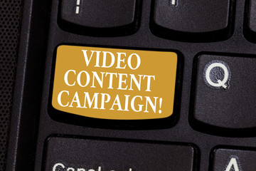 Conceptual hand writing showing Video Content Campaign. Business photo showcasing Integrates...