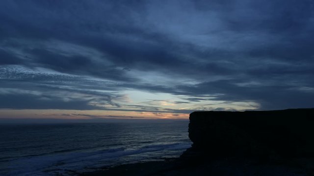 After sunset blue hour timelapse of the beach and sky at Nashpoint, South Wales UK