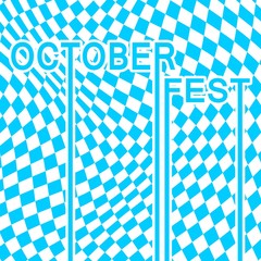 Oktoberfest bavarian traditional blue and rhombus background pattern. October fest text