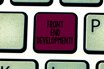 Writing note showing Front End Development. Business photo showcasing Altering data to graphical...