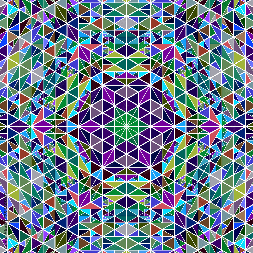 Poster polygonal geometrical abstract mosaic pattern background design - psychedelic circular hypnotic colo