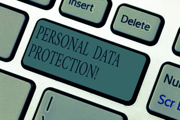 Word writing text Personal Data Protection. Business concept for Keeping secure the demonstratingal data information Keyboard key Intention to create computer message pressing keypad idea