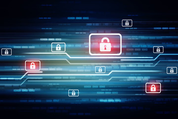 2d illustration Safety concept: Closed Padlock on digital background