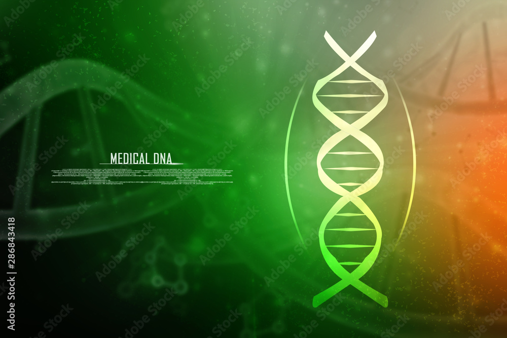 Poster 2d render of dna structure, abstract background