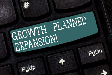 Handwriting text writing Growth Planned Expansion. Concept meaning exposing the business to a wider...
