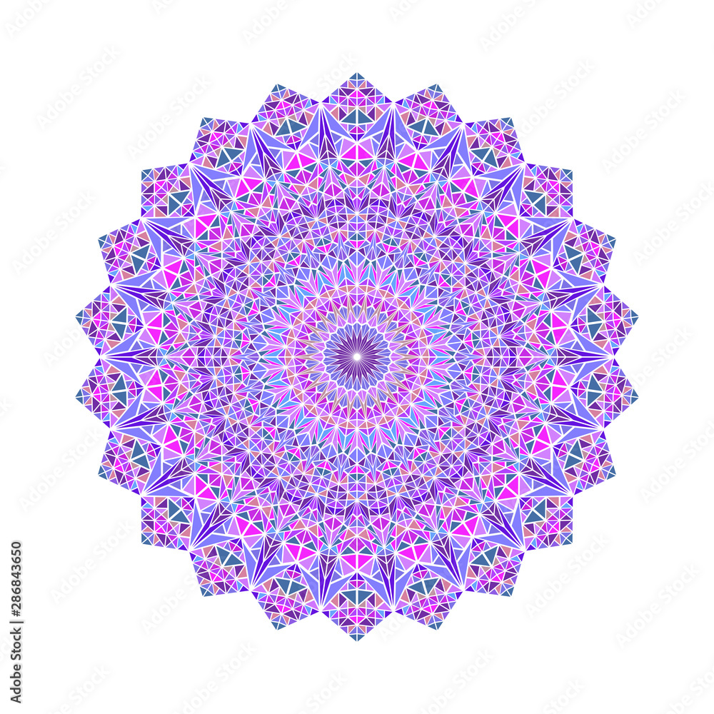 Poster ornate colorful triangle pattern mandala - abstract circular ornamental vector design