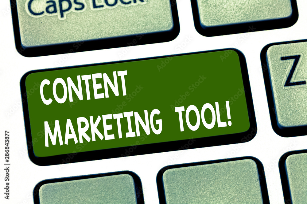Poster conceptual hand writing showing content marketing tool. business photo showcasing aid use to create 