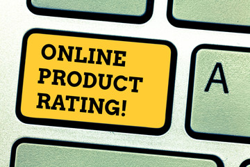 Word writing text Online Product Rating. Business concept for feedback on electronic commerce and...