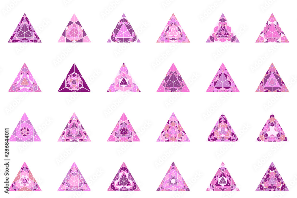 Poster geometrical isolated abstract ornate mosaic triangle shape set - geometric vector graphics with tria