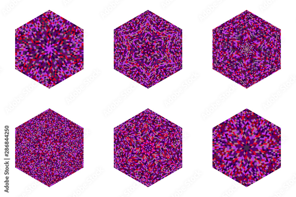 Aufkleber isolated mosaic ornament hexagon polygon set - ornamental geometrical vector design element on backg