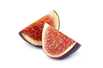 Fig fruits isolated on white background. Fig slices isolated.