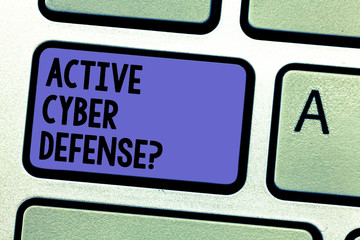 Writing note showing Active Cyber Defensequestion. Business photo showcasing acting in anticipation...