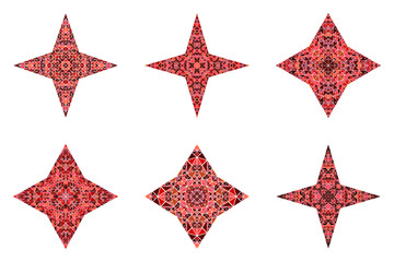 Polygonal triangle mosaic ornament star logo template set - geometrical abstract geometric vector element