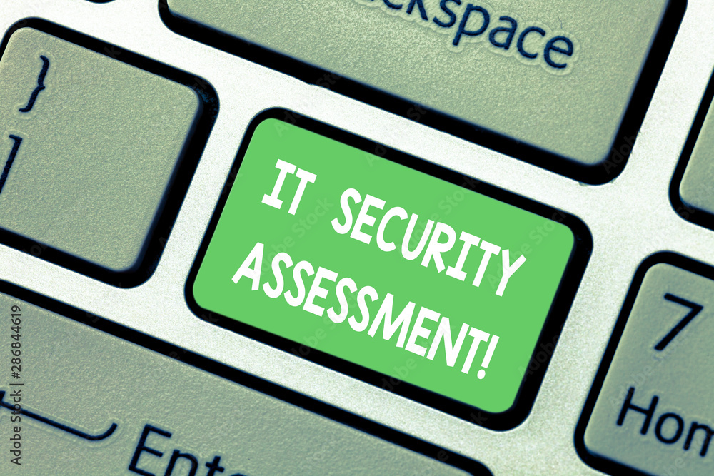 Poster word writing text it security assessment. business concept for ensure that necessary security contro