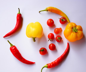 red hot chili peppers isolated on white background