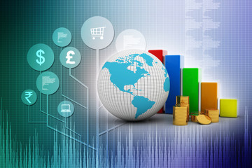 3d rendering Stock market online business concept. business Graph 