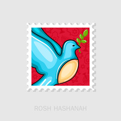 Fototapeta na wymiar Dove. Rosh Hashanah stamp. Shana tova