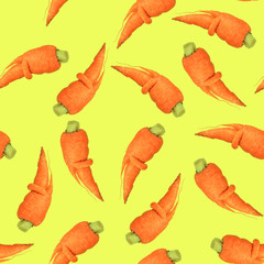 Orange carrot pattern on pastel background made of photography, top view. Raw vegetables, ugly food concept, flatlay.