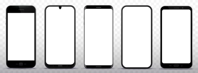 Fotobehang Black Smart Phones Vector Illustration Set on Transparent Background  © Can Yesil