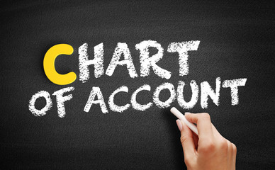 Chart of Account text on blackboard, business concept background