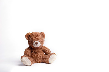 toy cute soft brown  Teddy bear isolated on white background