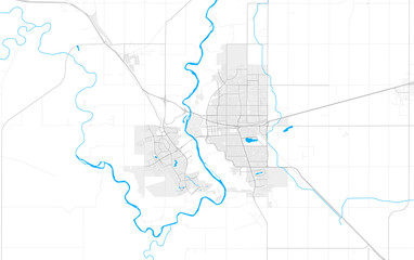 Rich detailed vector map of Lethbridge, Alberta, Canada