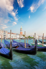 Fototapeta na wymiar Beautiful view of Campanile Campanile in Piazza San Marco and the Venetian lagoon in Venice, Italy