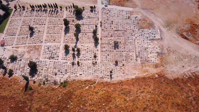 Zefat Cemetary Aerial flight view Drone footage over Zefat old Cemetary, Israel