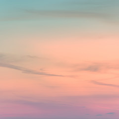sunset background. sky with soft and blur pastel colored clouds. gradient cloud on the beach resort. nature. sunrise.  peaceful morning. Instagram toned style