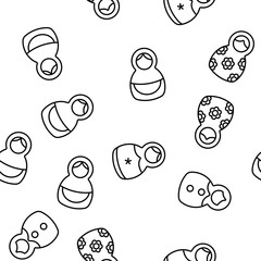 Matryoshka Toy Retro Vector Seamless Pattern Illustration