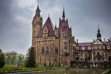 Fototapeta na wymiar Moszna Castle located in a Moszna village, Upper Silesia, Poland