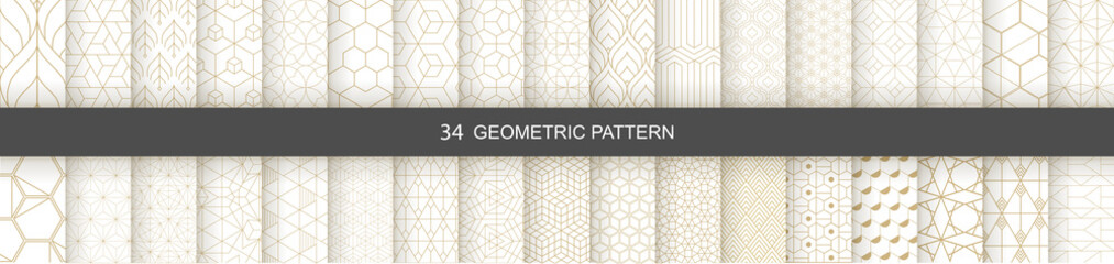 Fototapeta Set of Geometric seamless patterns. Abstract geometric  hexagonal  graphic design print 3d cubes pattern. Seamless  geometric cubes pattern. obraz