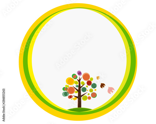 木 森 夏 ポップ イラスト メッセージカード 背景 鳥 カード 可愛い