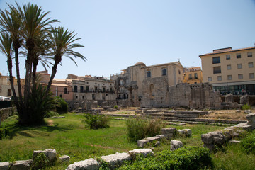 The Temple of Apollo on Ortygia (Ortigia) Island. Sicily, Italy