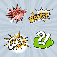 Obraz premium Set of four colored speech bubbles on a gray background