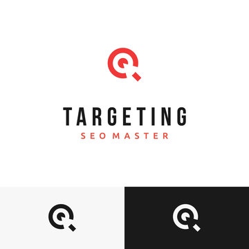 A target logo symbol with cursor inside it in negative space. Very suitable for search engine optimization (SEO) logo business 