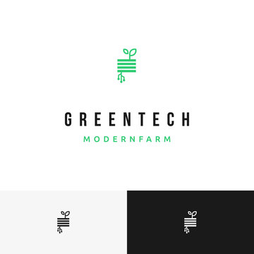 Clever Smart Creative Modern Agriculture Farm Plant Stack Technology Logo Design Inspiration