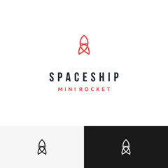 Simple Mono Line Rocket Spaceship Astronomy Space logo design inspiration
