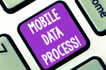 Writing note showing Mobile Data Process. Business photo showcasing combination of machines showing...