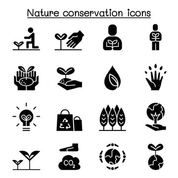 Eco Friendly, Nature Conservation, Environmentalist Icon Set