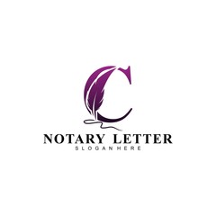 Obraz premium Initial letter C logo with Feather Luxury gold.
