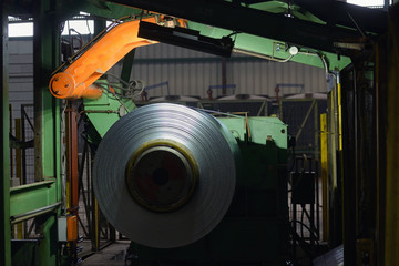 Steel coils in the steel plant
