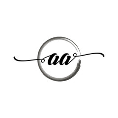 Obraz premium AA initial handwriting logo template round logo in watercolor color with handwritten letters in the middle. Handwritten logos are used for, weddings, fashion, jewelry, boutiques, flowers, and business