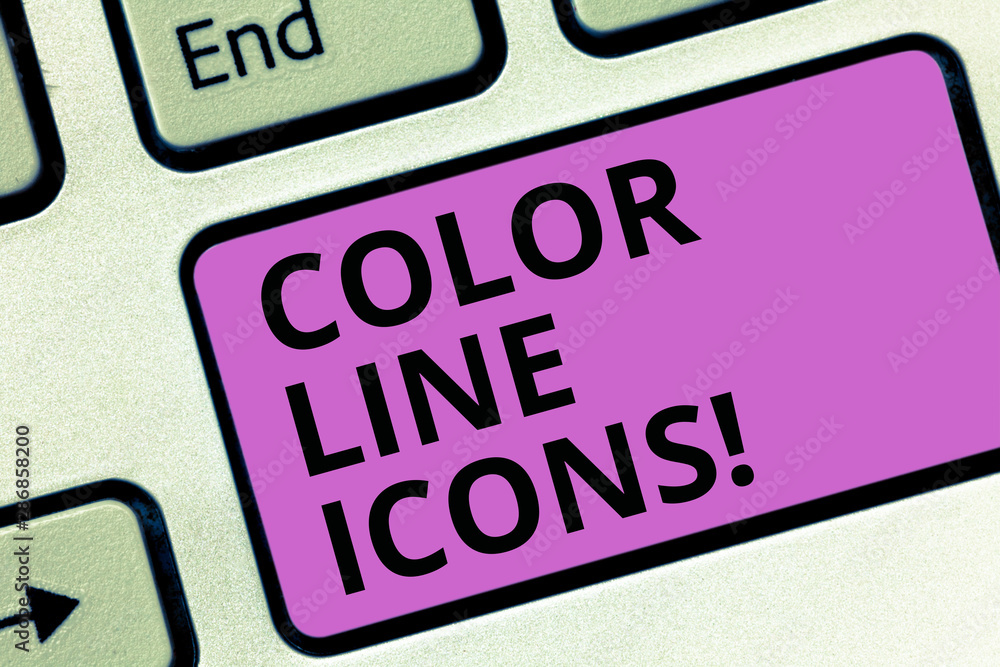 Fototapete word writing text color line icons. business concept for colored figures help us to go faster in way