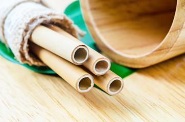 Ecological bamboo straws tube for drinking water.