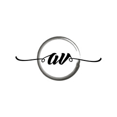 Obraz premium AV initial handwriting logo template round logo in watercolor color with handwritten letters in the middle. Handwritten logos are used for, weddings, fashion, jewelry, boutiques, flowers, and business